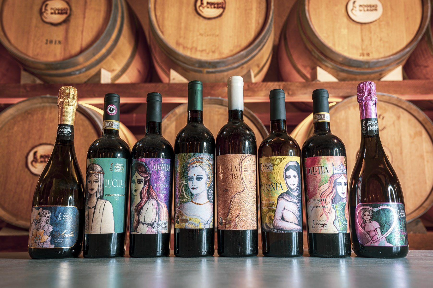 I vini Poggio ai Laghi in barricaia